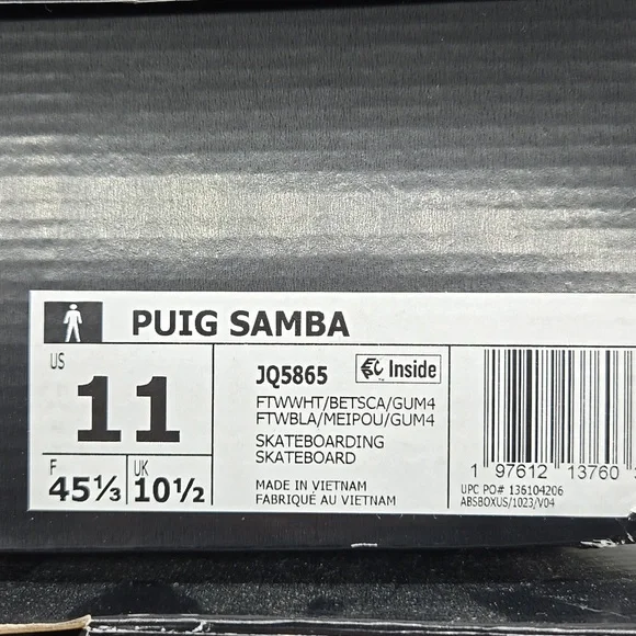 adidas Puig Samba 'White Better Scarlet Gum' Men's Skateboarding Shoes Size 11 - Picture 8 of 8